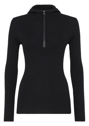Brunello Cucinelli hooded ribbed knit sweater - Black