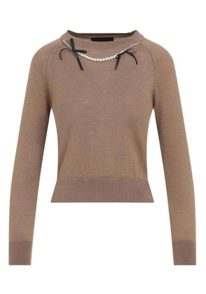 Simone Rocha pearl chain bow sweater - Neutrals
