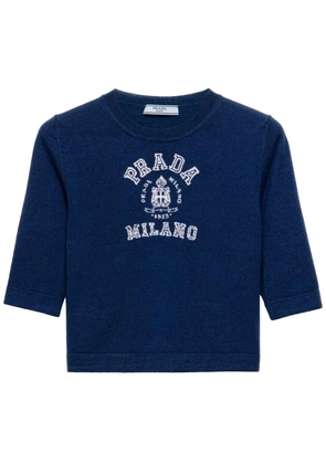 Prada logo-intarsia cashmere jumper - Blue