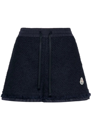 Moncler logo-patch tweed shorts - Blue