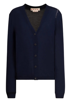 Marni logo-embroidered cardigan - Blue