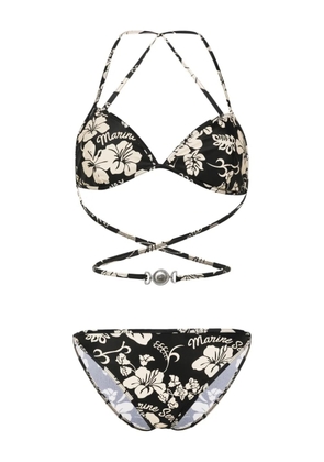 Marine Serre floral-print bikini - Black