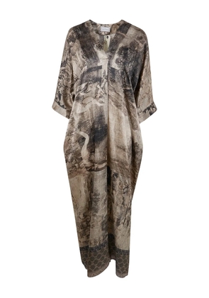 Pierre-Louis Mascia printed V-neck midi dress - Neutrals