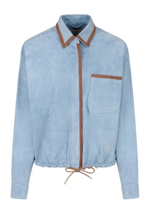 Marni nappa-trim suede shirt - Blue
