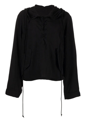 Yohji Yamamoto lace-up hoodie - Black