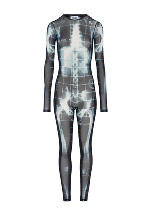 Jean Paul Gaultier crew-neck printed jumpsuit - Black