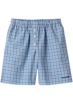 Miu Miu checked poplin boxer shorts - Blue