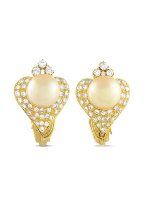 LB Exclusive 14K yellow gold diamond and pearl earrings
