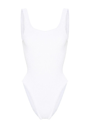 Hunza G crinkled-effect open-back swimsuit - White