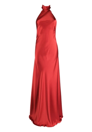Michelle Mason halterneck silk gown - Red