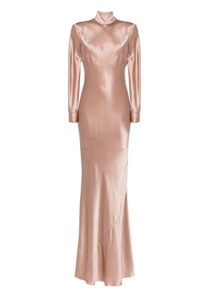 Michelle Mason long sleeve silk gown - Pink