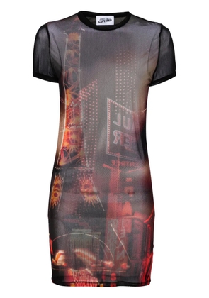 Jean Paul Gaultier Pigalle-print mesh mini dress - Black