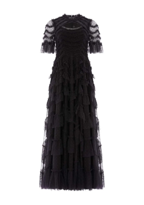 Needle & Thread Aviana ruffled short-sleeves maxi dress - Black