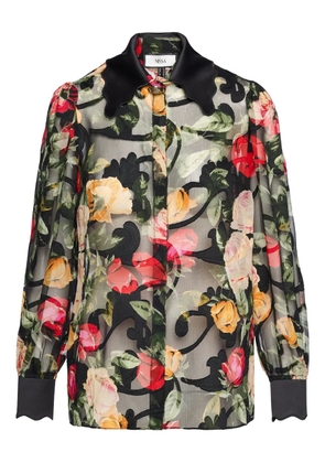 NISSA printed scalloped top - Black