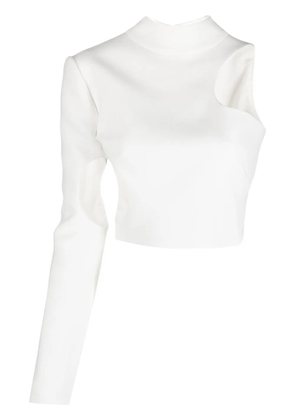 Mônot one-shoulder cropped top - White