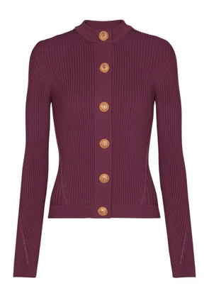 Balmain ribbed buttoned cardigan - Purple