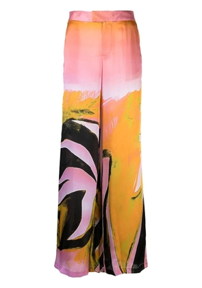 Louisa Ballou all-over graphic print silk trousers - Pink