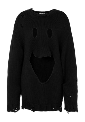 Moschino smiley face distressed sweater - Black