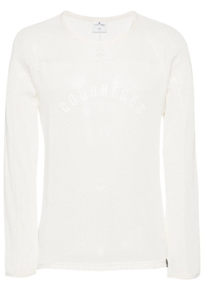 Courrèges logo-print mesh T-shirt - Neutrals