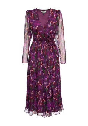 NISSA flower-appliqué midi dress - Purple
