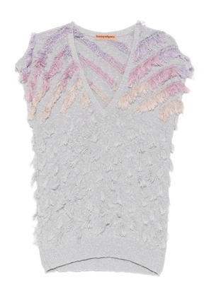 Issey Miyake Pre-Owned 1980s fringed-details top - Grey