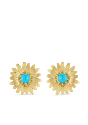 Tanya Farah turquoise daisy stud earrings - Gold
