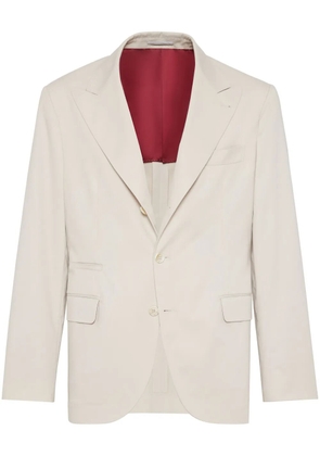 Brunello Cucinelli deconstructed gabardine large lapels blazer - Neutrals