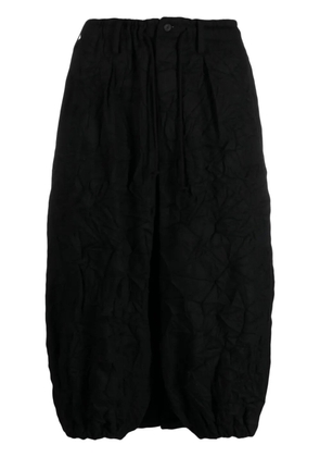 Yohji Yamamoto crinkled flannel drop-crotch shorts - Black