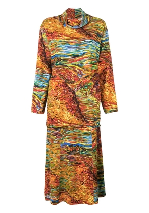 Kenzo Pre-Owned 1980s abstract-print skirt and top set - Brown