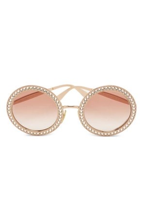 Dolce & Gabbana Pre-Owned crystal-embellished round sunglasses - Pink