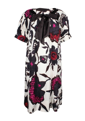 Diane Von Furstenberg Vintage floral-print bow mini dress - White