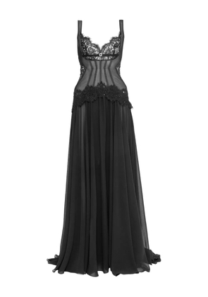 NISSA lace-trim corset gown - Black