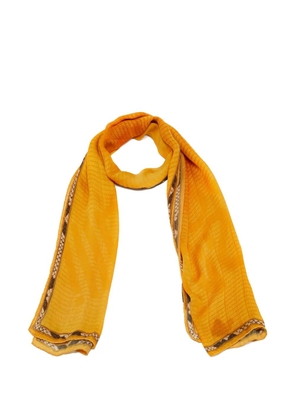 Roberto Cavalli logo-print silk scarf - Yellow