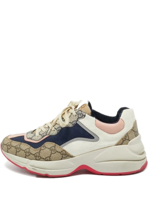 Gucci Pre-Owned Rhyton GG-logo sneakers - Neutrals