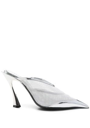 Mugler 95mm Fang mules - Silver