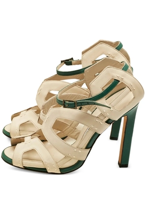 Manolo Blahnik leather cutout heeled sandals - Neutrals