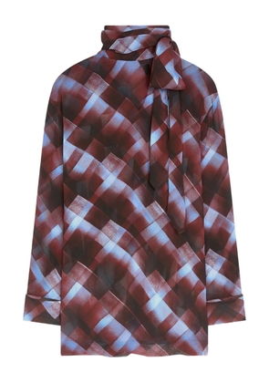 DRIES VAN NOTEN geometric-print tie-neck blouse - Red