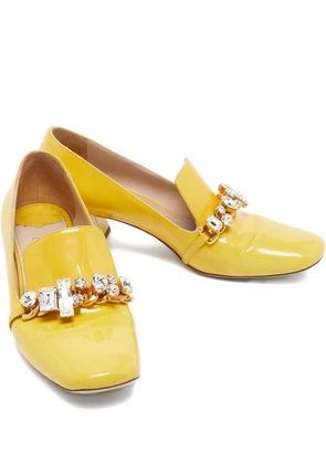 Miu Miu Pre-Owned crystal-embellished block-heel pumps - Yellow