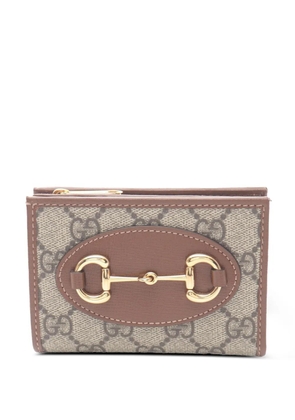 Gucci Pre-Owned 2016-2025 GG Supreme Horsebit 1955 Card Case Wallet small wallets - Brown