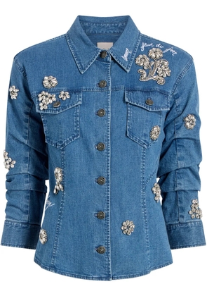 Cinq A Sept crystal-embellished denim jacket - Blue