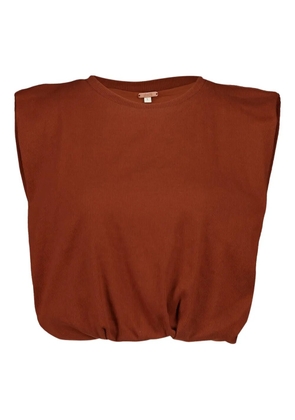 Johanna Ortiz padded-shoulder ribbed t-shirt - Brown