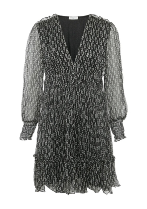 SANDRO floral-print long-sleeve dress - Black