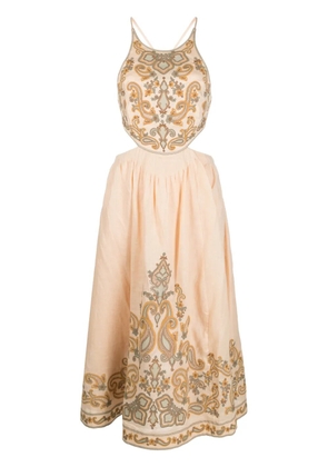 ZIMMERMANN Devi halter tie midi dress - Orange