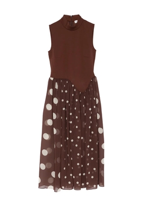 Stine Goya polka-dot high-neck midi dress - Brown