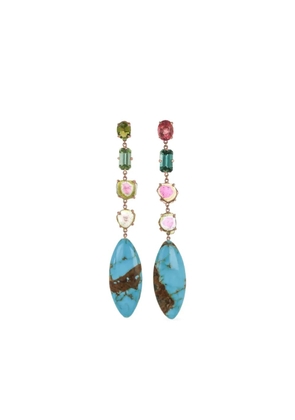 Jacquie Aiche 14K yellow gold Turquoise and Tourmaline drop earrings - Pink