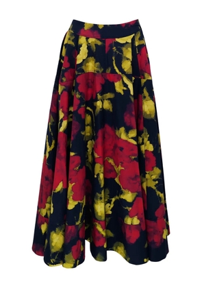 AZEEZA Avani floral-print poplin skirt - Black