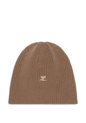 Courrèges ribbed-knit beanie - Brown