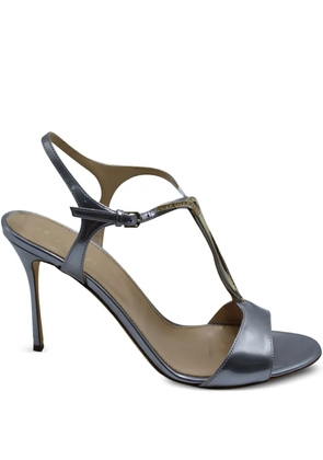 Sergio Rossi Vintage crystal-embellished leather sandals - Grey