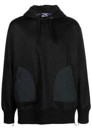 Junya Watanabe MAN ripstop-panel cotton hoodie - Black
