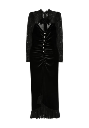 NISSA lace-trimmed midi dress - Black